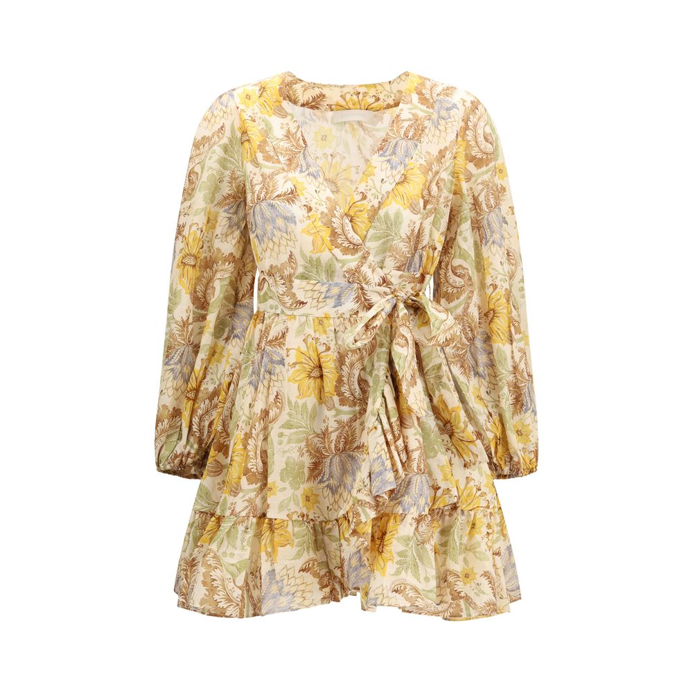 Zimmermann Bicolor Cotton Voile Wrap Mini Dress