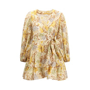 Zimmermann Bicolor Cotton Voile Wrap Mini Dress