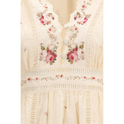 Zimmermann Cream Pink Linen Midi Dress