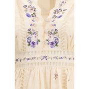 Zimmermann Cream Pink Violet Linen Mini Dress