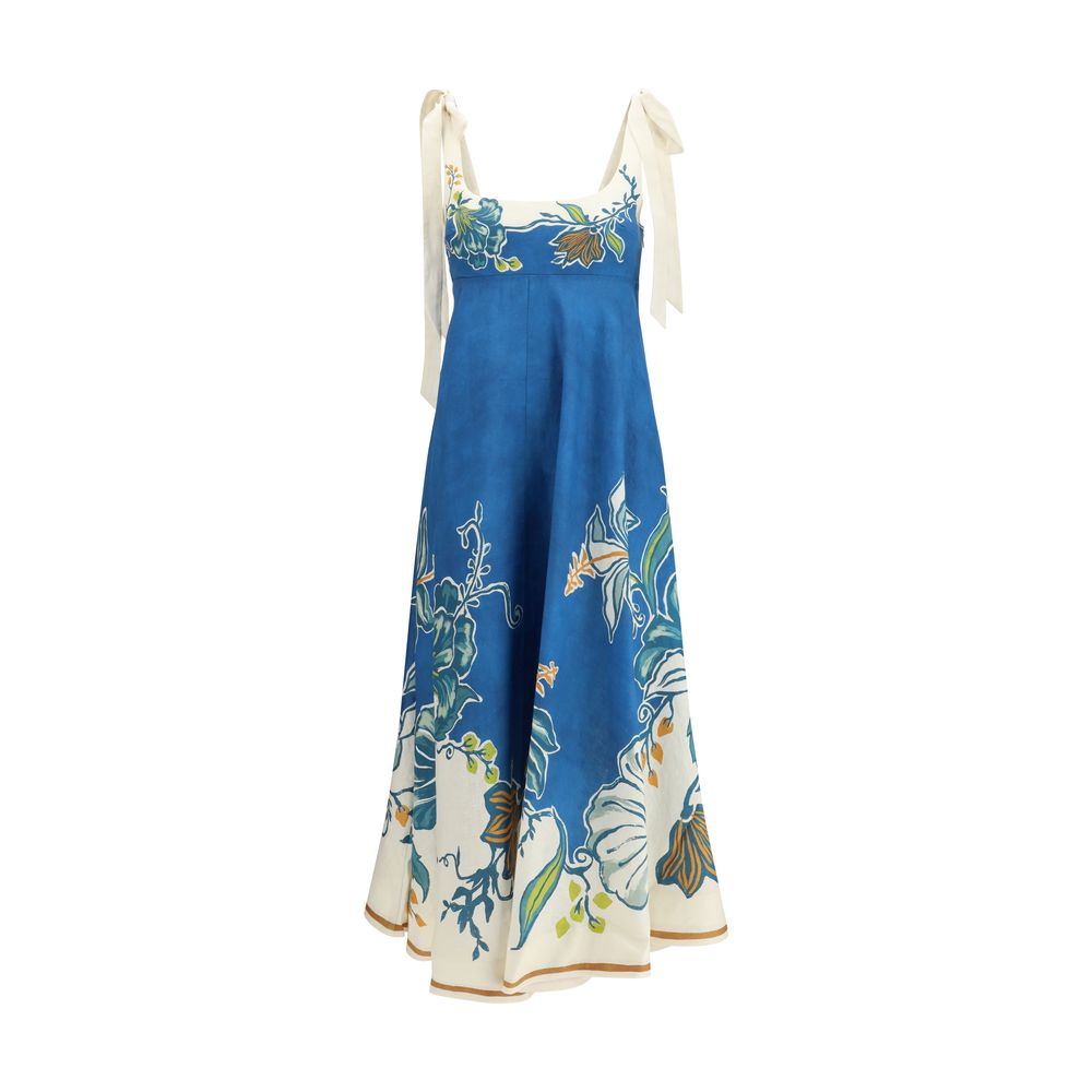 Alemais Blue Linen Midi Sundress