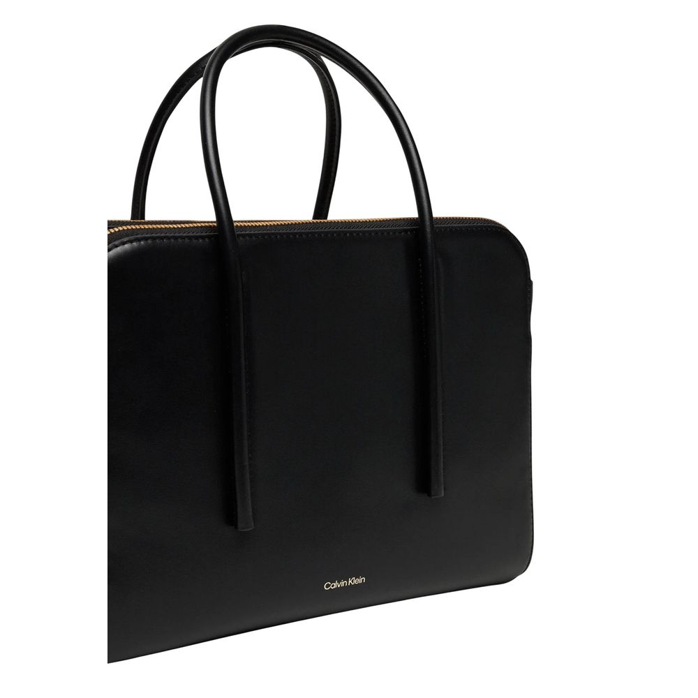 Calvin Klein Black Leather Carryall Mini Tote Bag