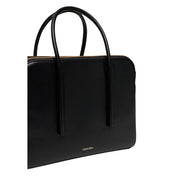 Calvin Klein Black Leather Carryall Mini Tote Bag