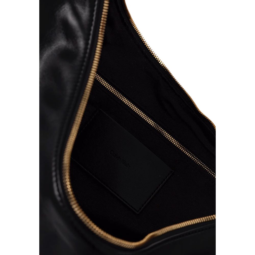 Calvin Klein Black Polyurethane Crescent Handbag