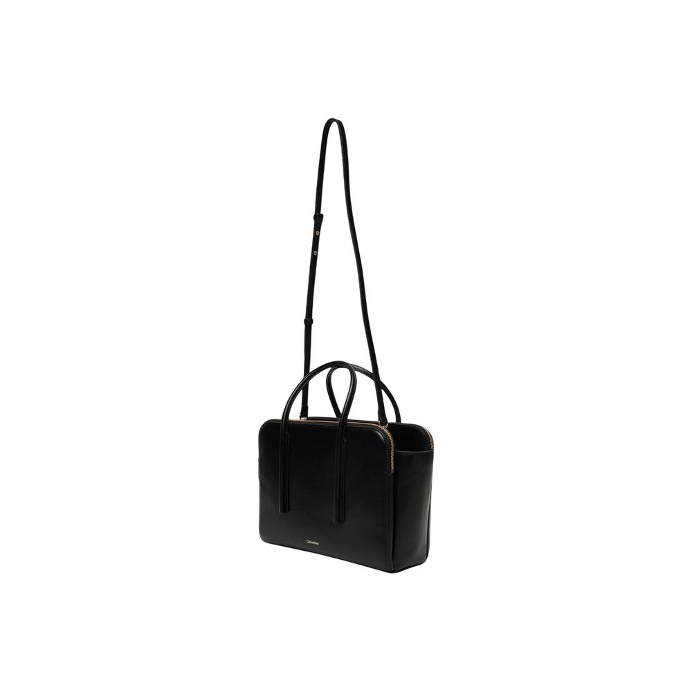 Calvin Klein Black Leather Carryall Mini Tote Bag