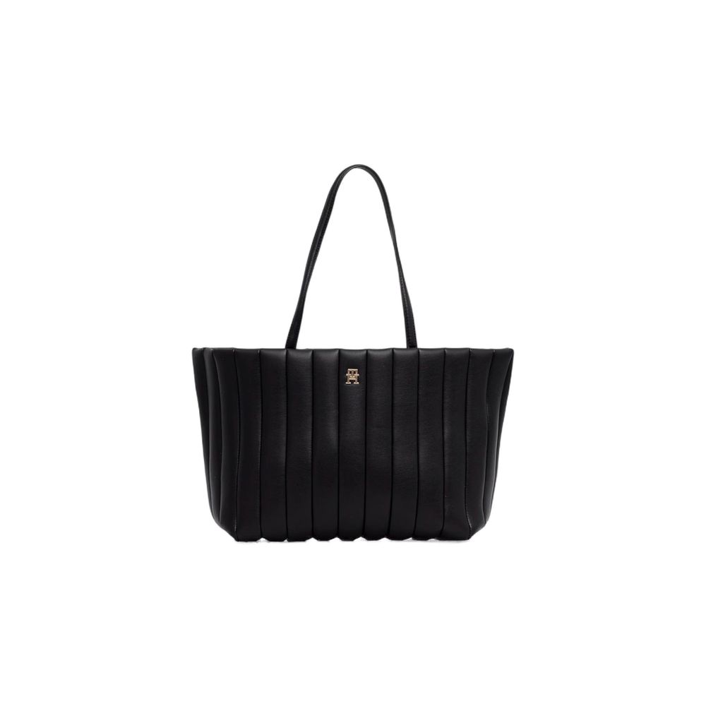 Tommy Hilfiger Black Polyurethane Tote Bag