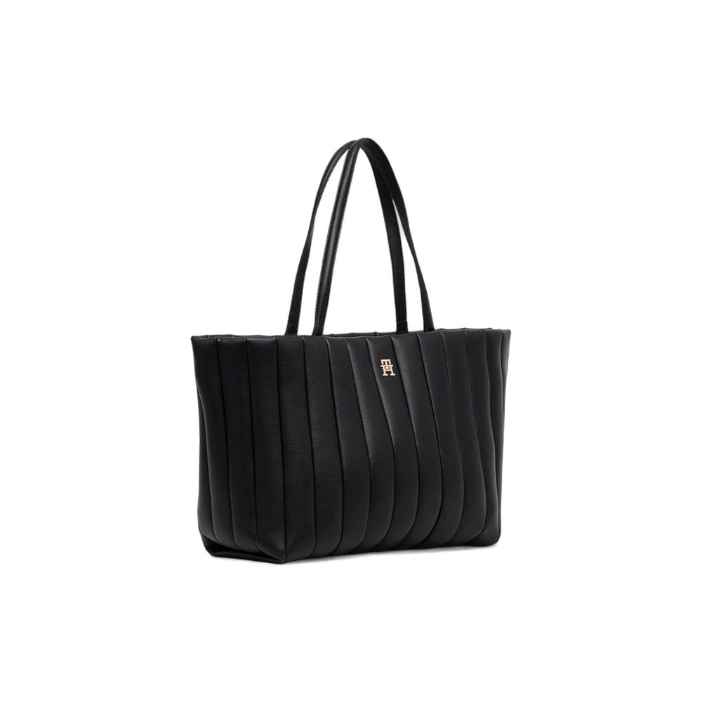 Tommy Hilfiger Black Polyurethane Tote Bag