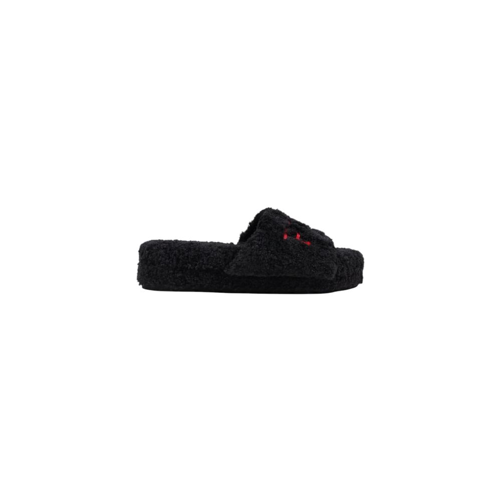 Ralph Lauren Black Textile Platform Slippers