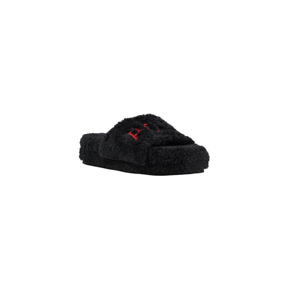 Ralph Lauren Black Textile Platform Slippers