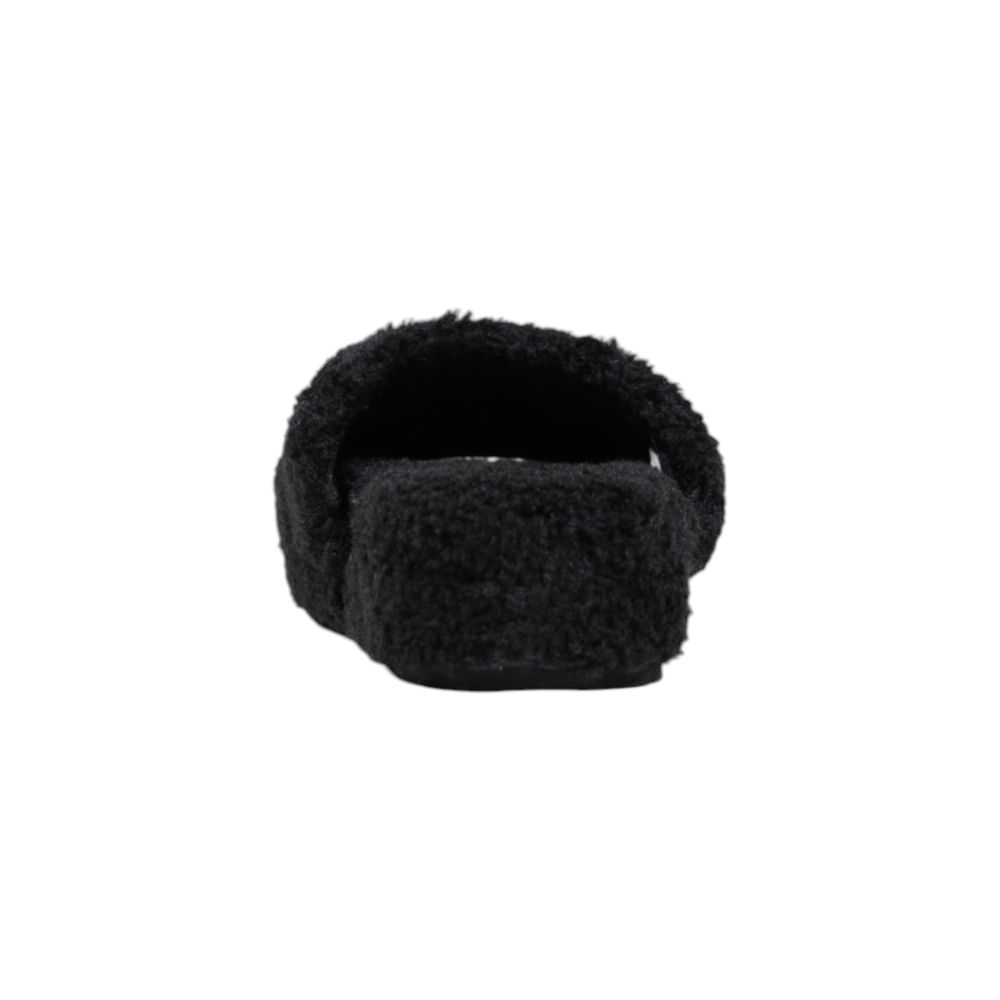 Ralph Lauren Black Textile Platform Slippers