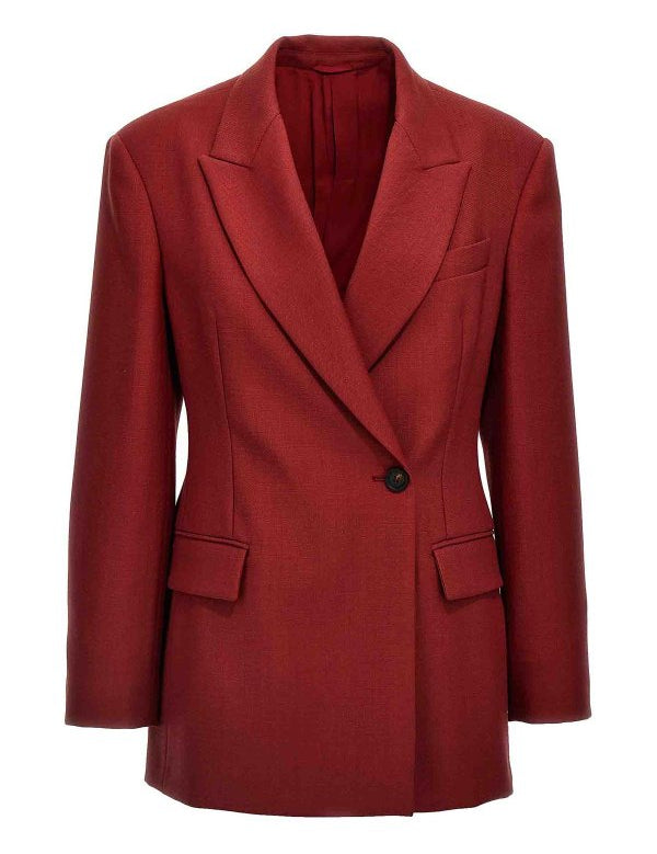 Brunello Cucinelli Red Multicolor Wool Coat