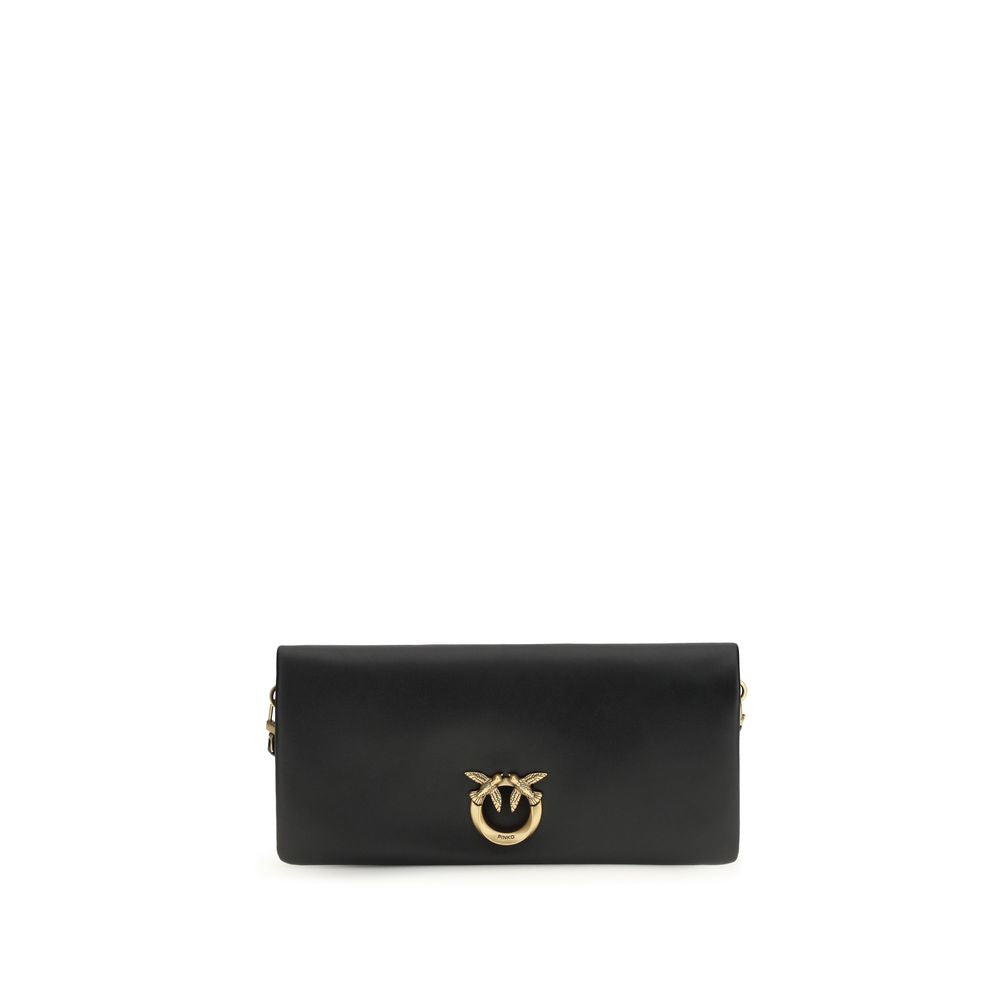 PINKO Black Calf Leather Clutch Bag