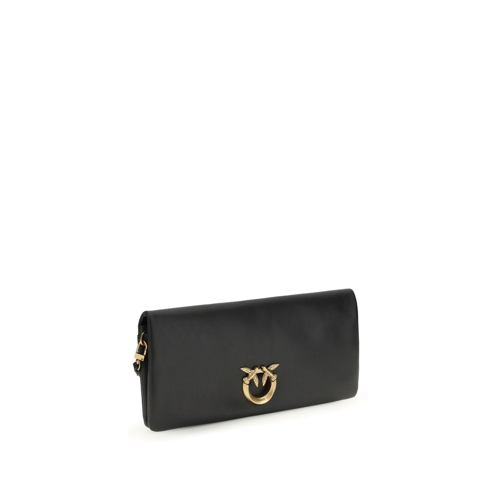 PINKO Black Calf Leather Clutch Bag