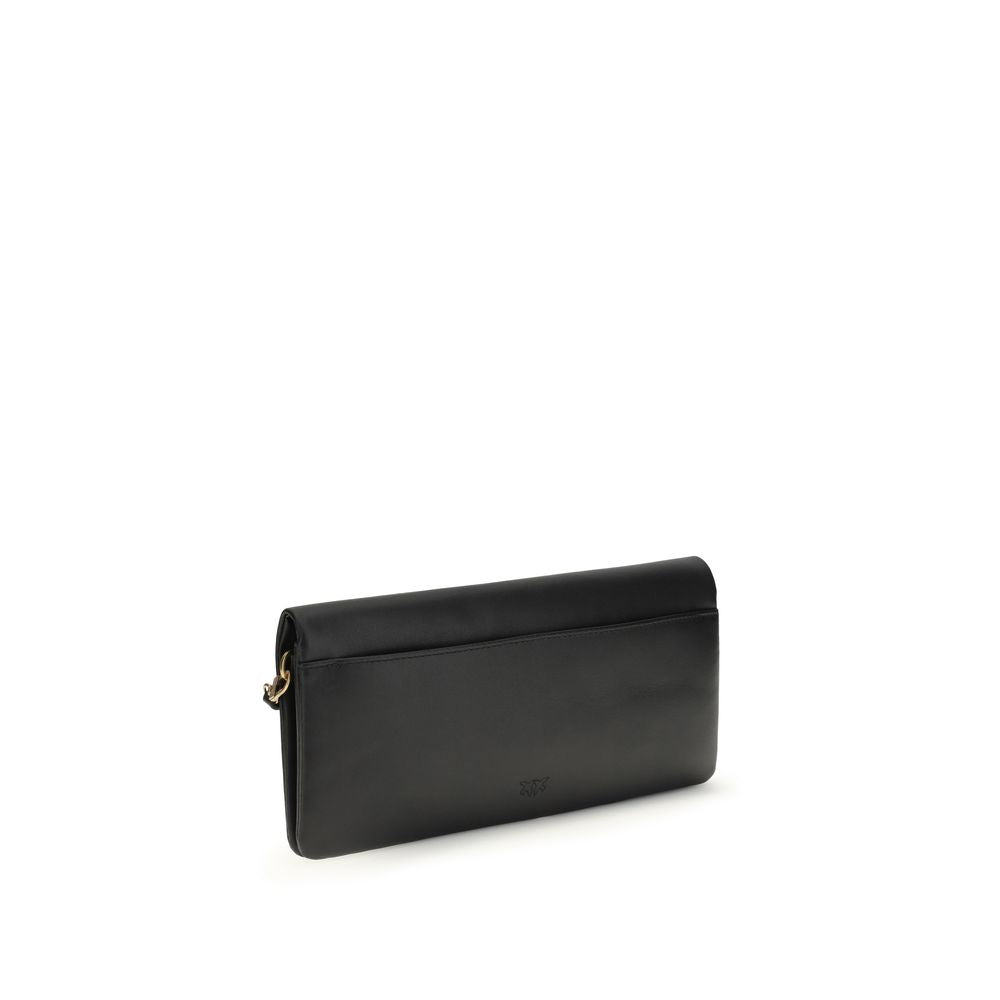 PINKO Black Calf Leather Clutch Bag