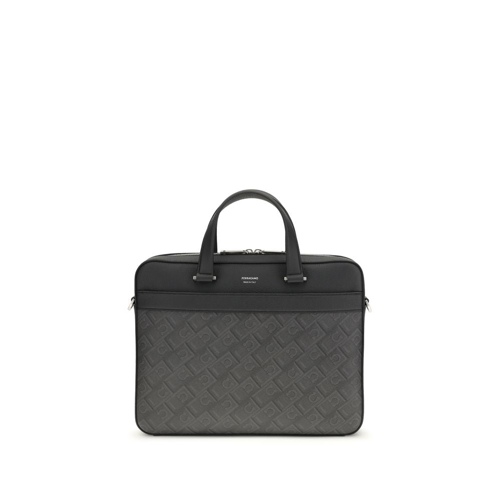 Ferragamo Gray Calf Leather Briefcase
