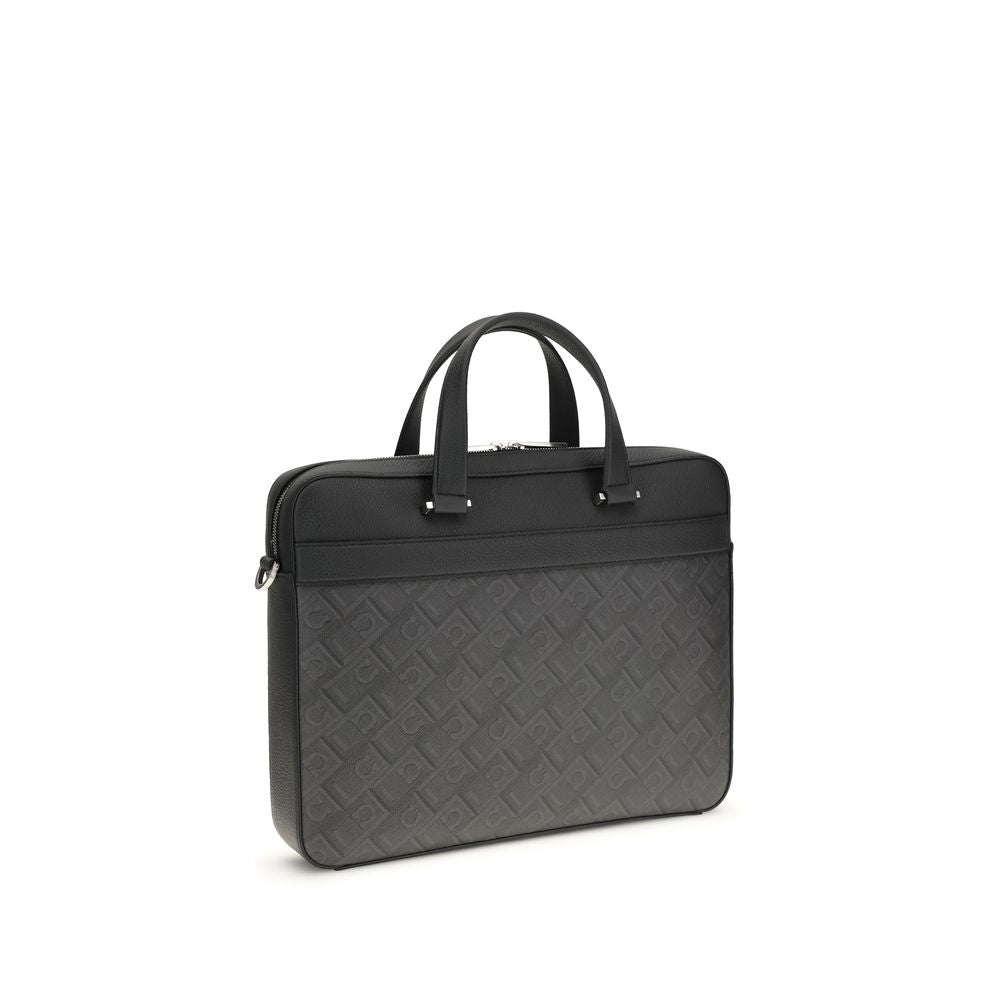 Ferragamo Gray Calf Leather Briefcase