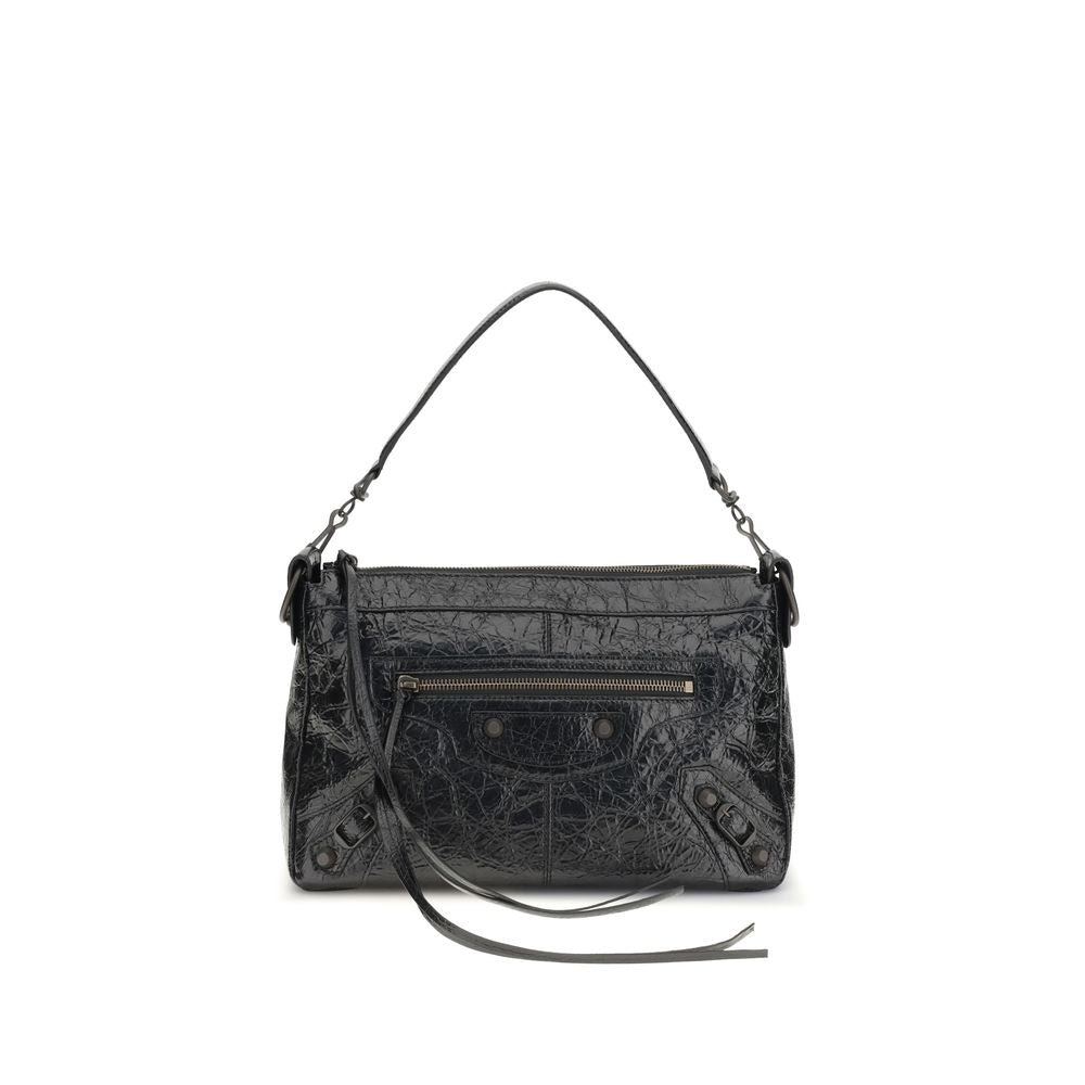 Balenciaga Black Lambskin City Moto Shoulder Bag