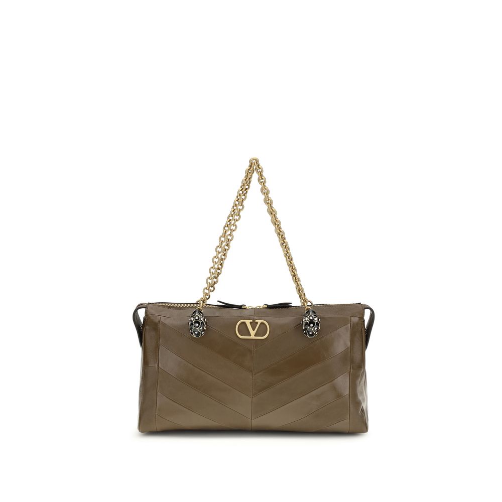 Valentino Garavani Brown Calf Leather Shoulder Bag