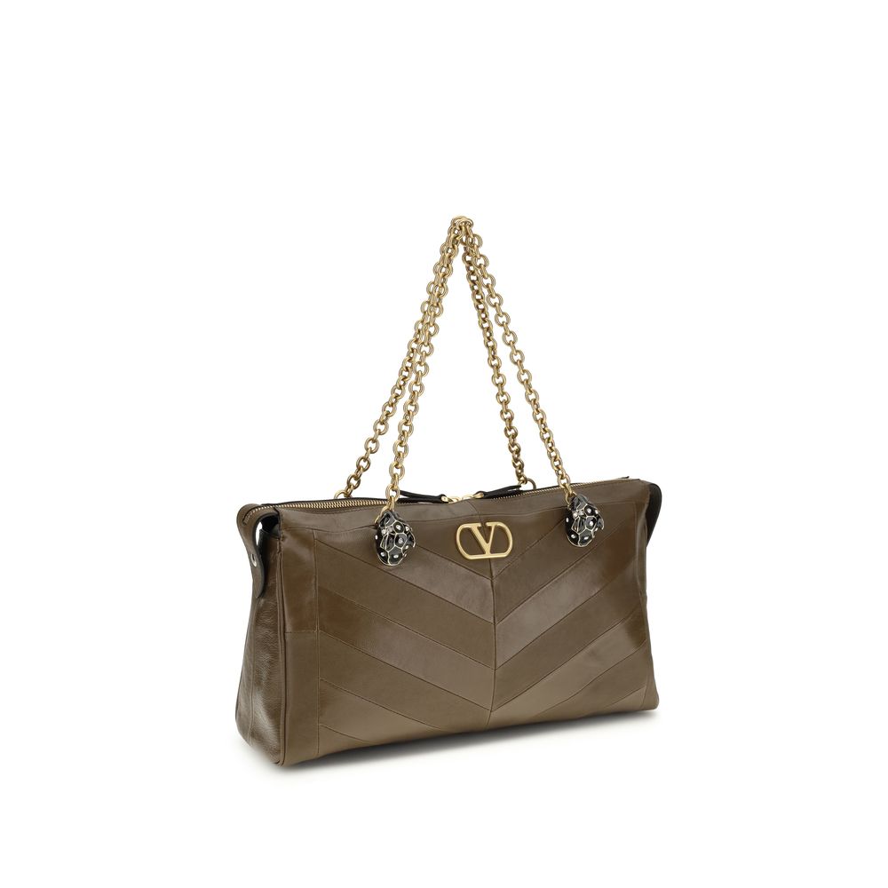 Valentino Garavani Brown Calf Leather Shoulder Bag