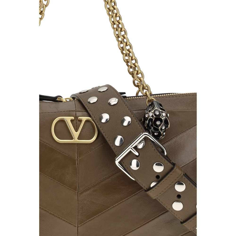 Valentino Garavani Brown Calf Leather Shoulder Bag