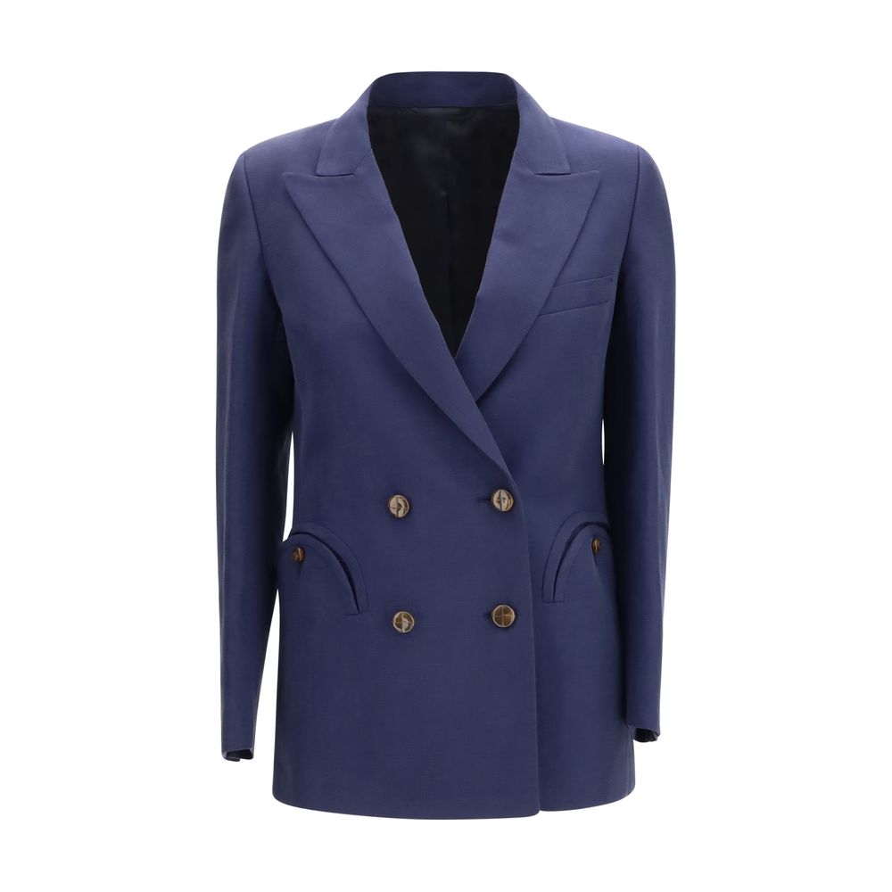 Blazé Milano Blue Linen and Silk Blazer