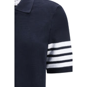 Thom Browne Blue Cotton Piqué Polo Dress
