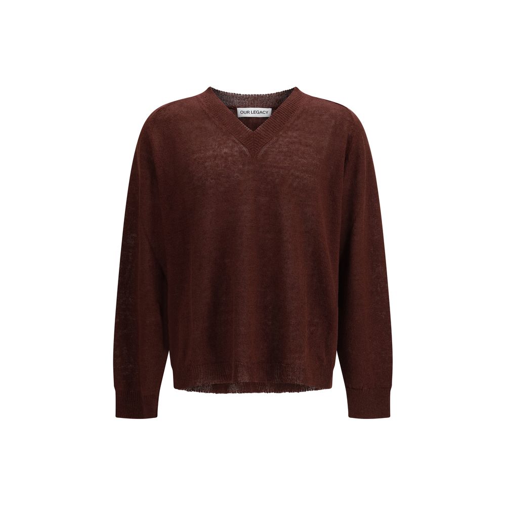 Our Legacy Bordeaux Linen V-neck Sweater