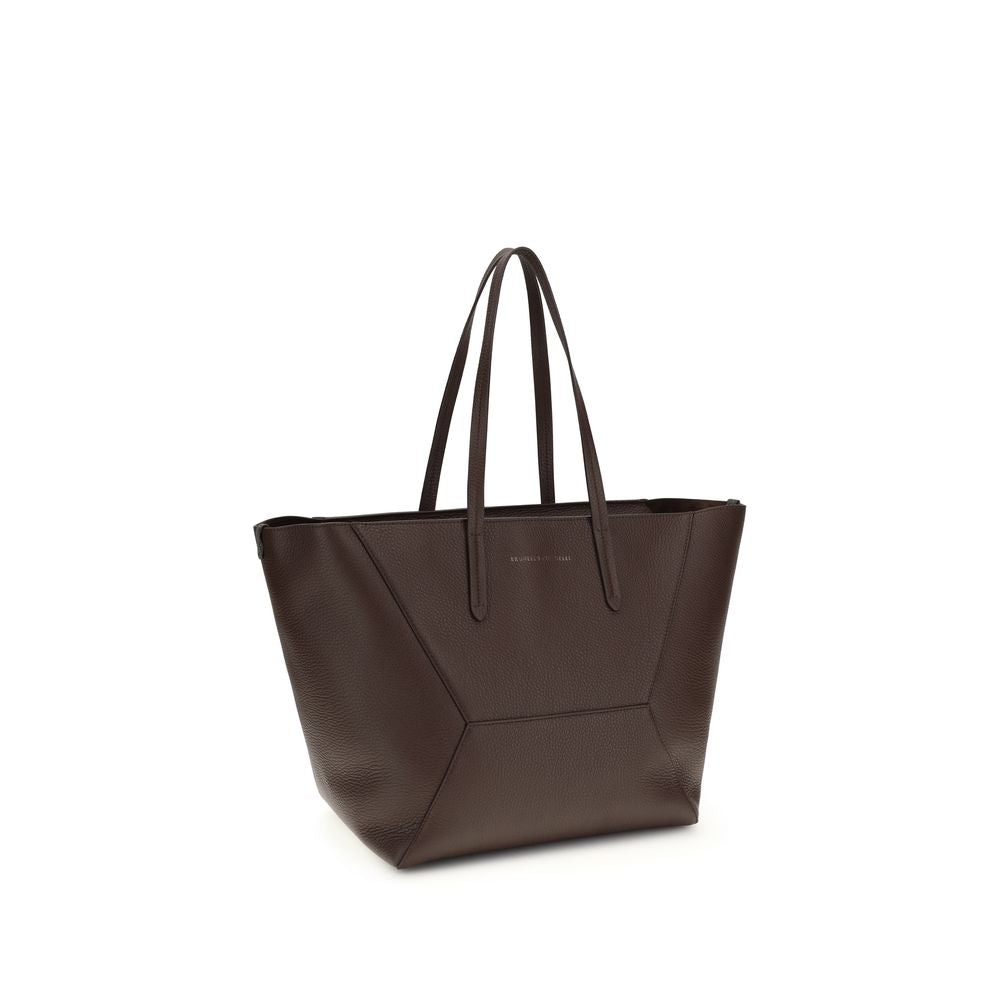 Brunello Cucinelli Brown Calf Leather Shoulder Bag