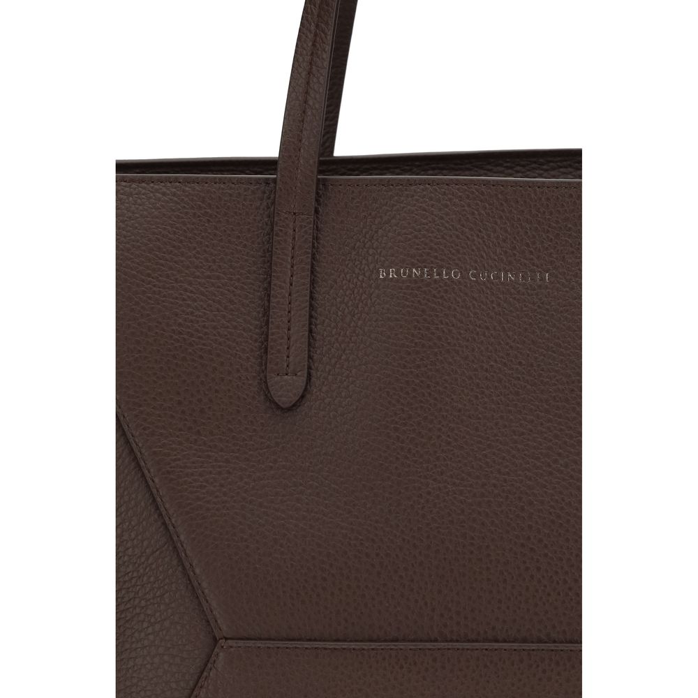 Brunello Cucinelli Brown Calf Leather Shoulder Bag