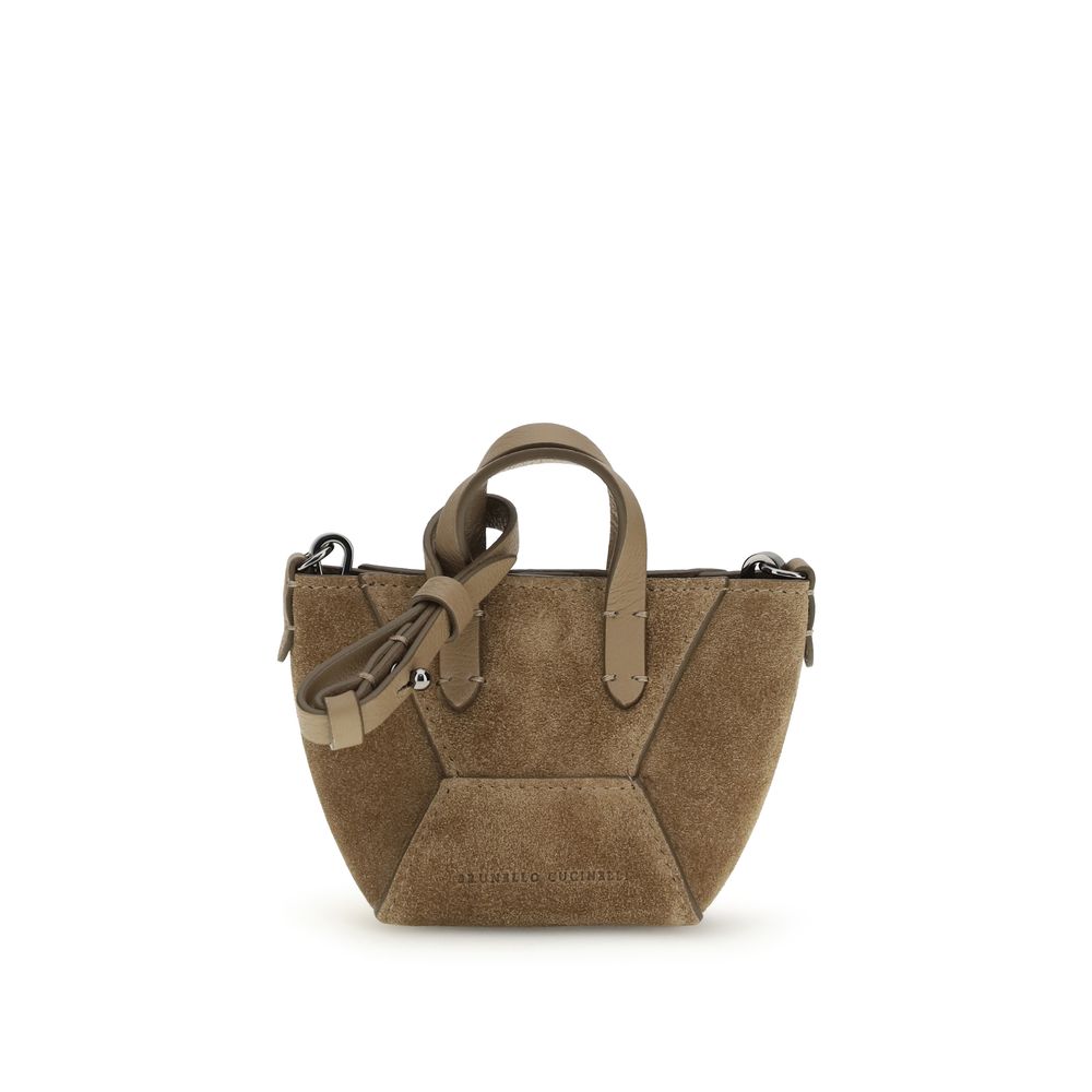 Brunello Cucinelli Brown Calf Leather Shoulder Bag