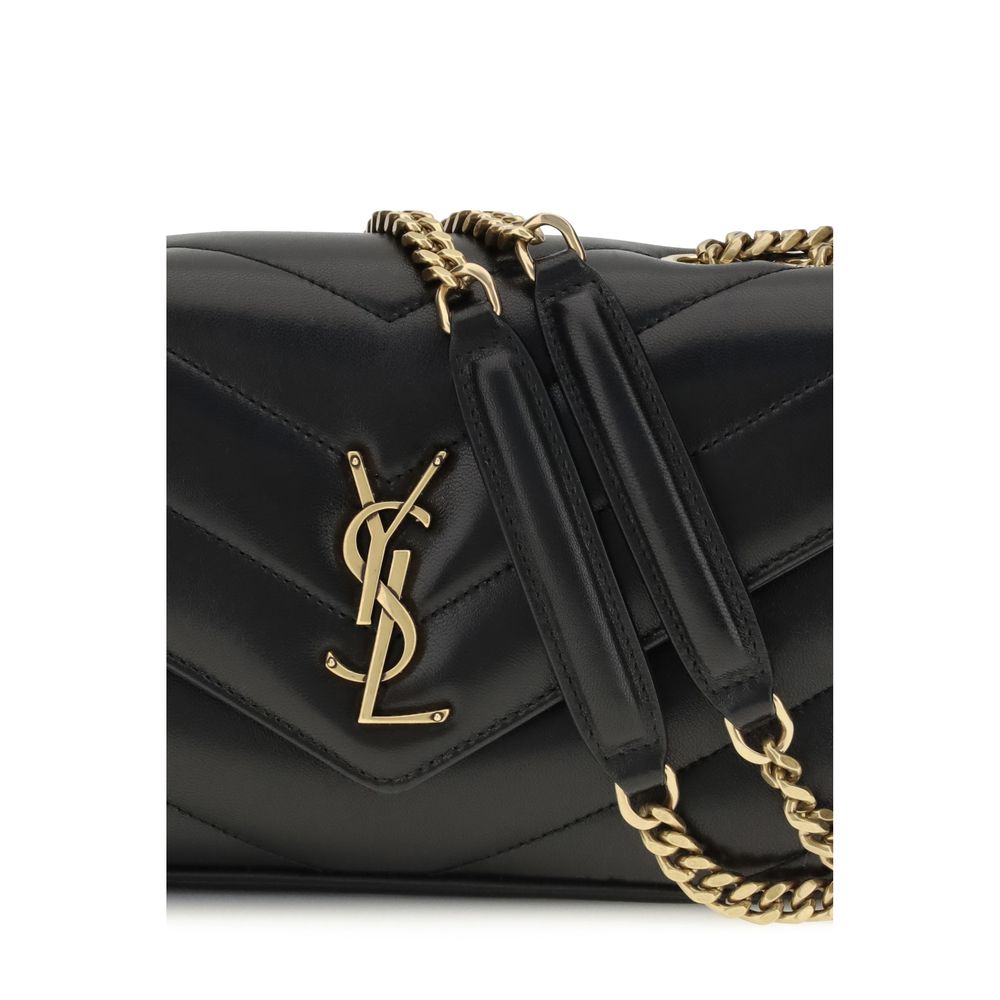 Saint Laurent Black Lambskin Shoulder Bag