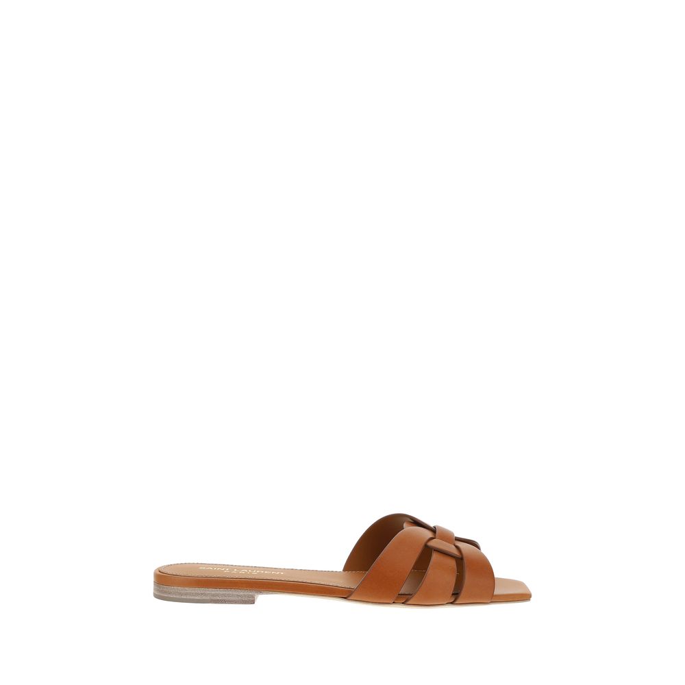 Saint Laurent Brown Calf Leather Sandals