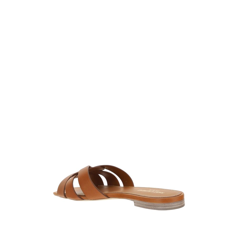 Saint Laurent Brown Calf Leather Sandals