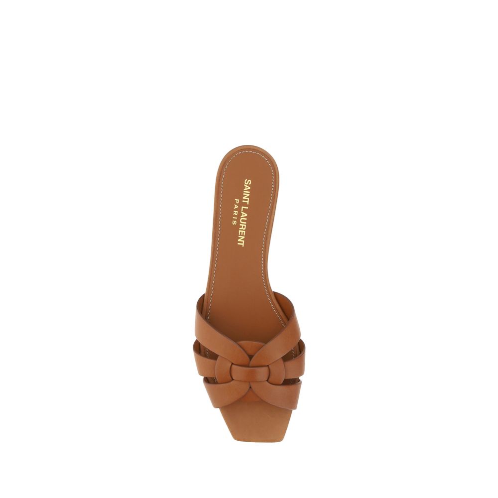 Saint Laurent Brown Calf Leather Sandals