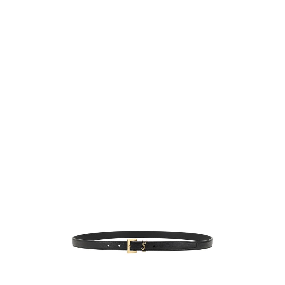 Saint Laurent Black Calf Leather Regular Belt