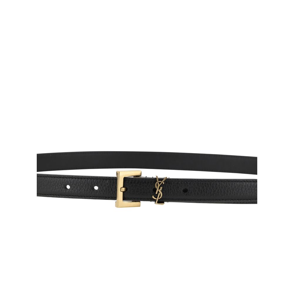 Saint Laurent Black Calf Leather Regular Belt