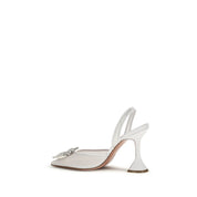 Amina Muaddi White Polyester Platform Pumps