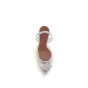 Amina Muaddi White Polyester Platform Pumps