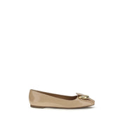 Ferragamo Beige Calf Leather Ballet Flats
