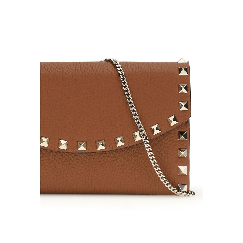 Valentino Garavani Garnet Calf Leather Chain Wallet