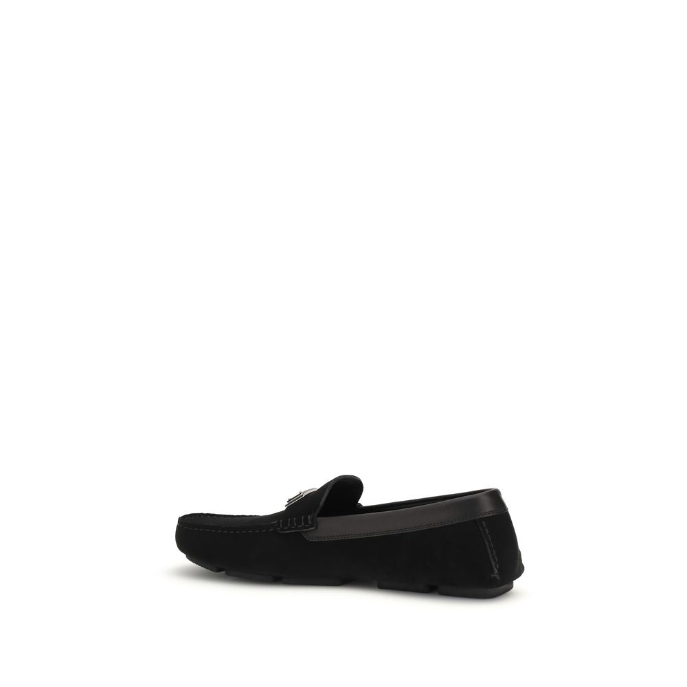 Dolce & Gabbana Black Calf Leather Slip-On Loafers