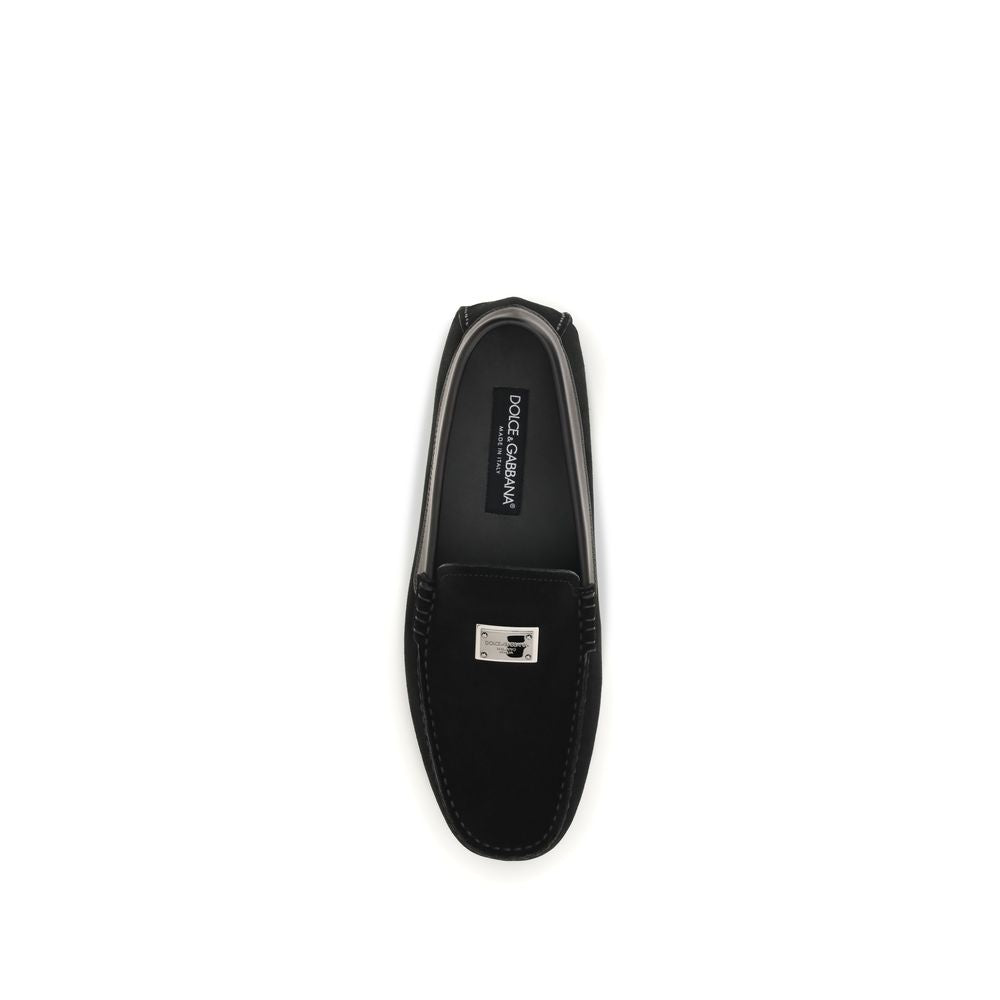 Dolce & Gabbana Black Calf Leather Slip-On Loafers