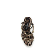 Dolce & Gabbana Brown Fabric Stiletto Heel Sandals