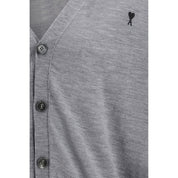 Ami Paris Gray Merino Wool Cardigan