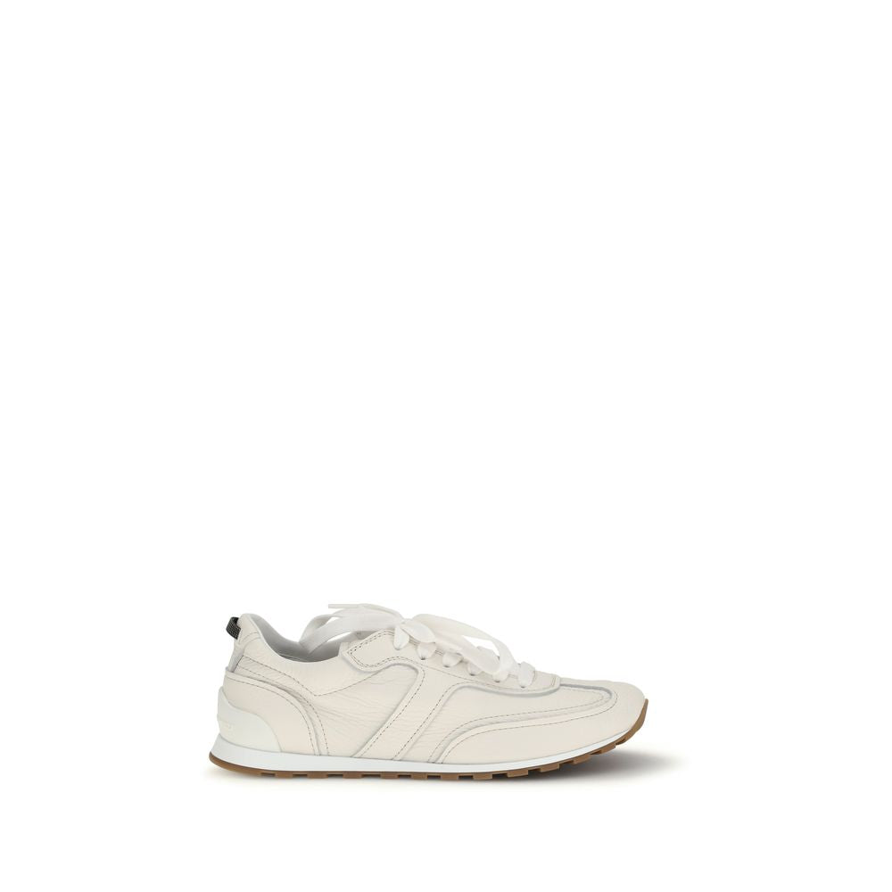 Brunello Cucinelli White Calf Leather Low Top Sneakers