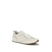 Brunello Cucinelli White Calf Leather Low Top Sneakers