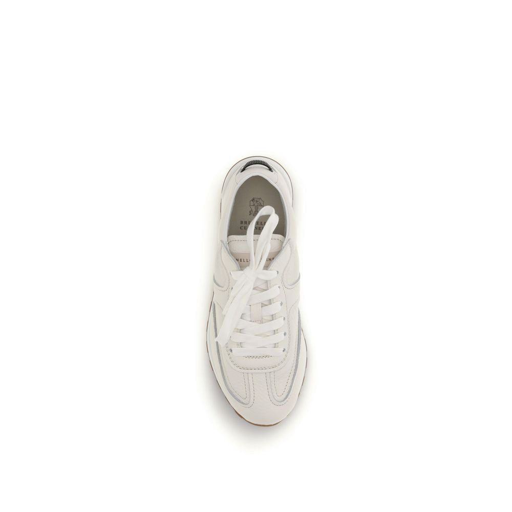 Brunello Cucinelli White Calf Leather Low Top Sneakers
