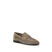 Brunello Cucinelli Beige Calf Leather Slip-On Loafers