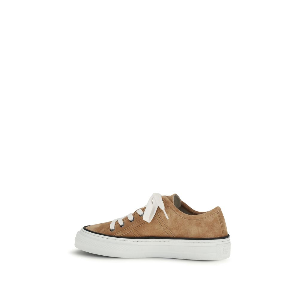 Brunello Cucinelli Beige Calf Leather Low Top Sneakers