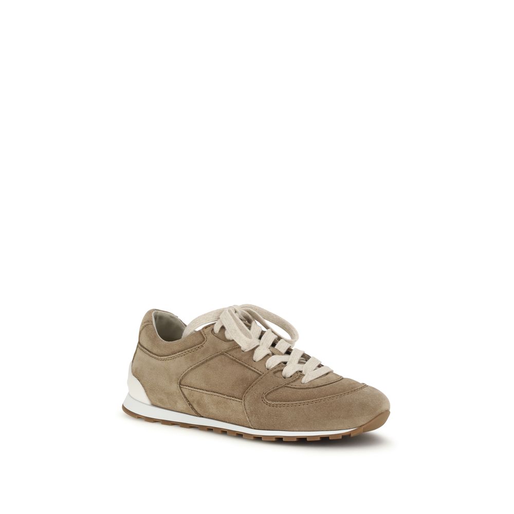 Brunello Cucinelli Beige Calf Leather Low Top Sneakers
